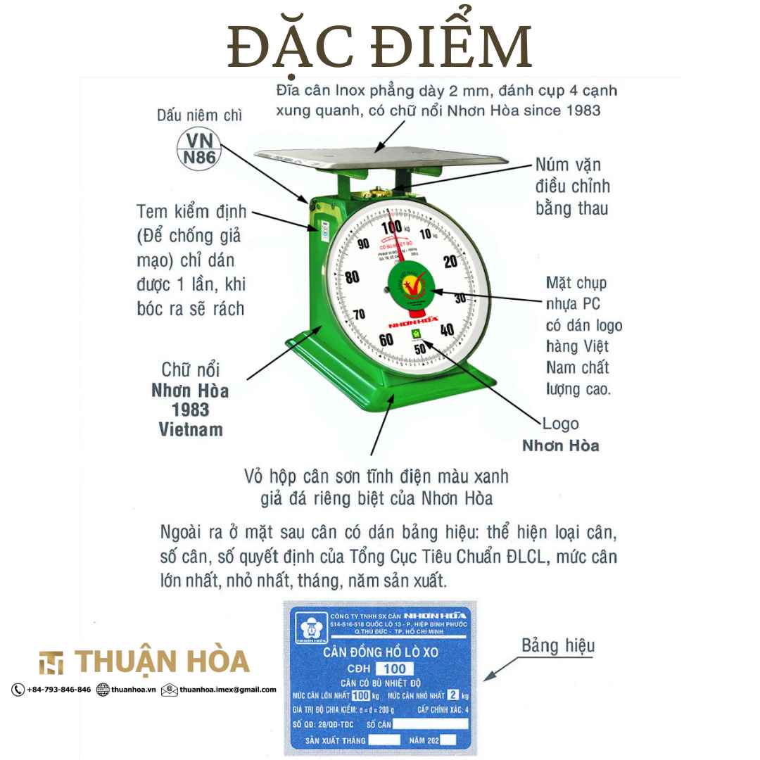 Dac diem Can Nhon Hoa 100 kg
